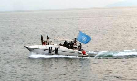 Another patrol boat ... keeping watch as UN Secretary-General Ban Ki Moon visits Goma: